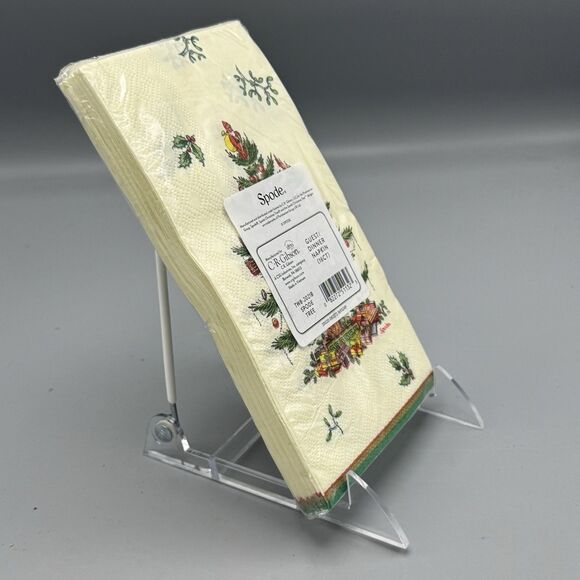 Vtg Sealed New 16 ct Spode Christmas Tree 3 ply Paper Guest Dinner Napkins NOS - Picture 6 of 10